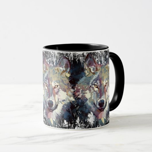 Wolf Coffee Tasse - Retro Wolf Polygon (VorderseiteRechts)