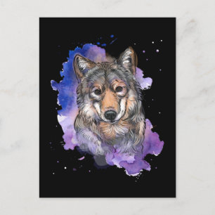 Wolf Colorful Dog Lover Postkarte