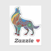 Wolf Colorful Mandala Animal Aufkleber (Blatt)