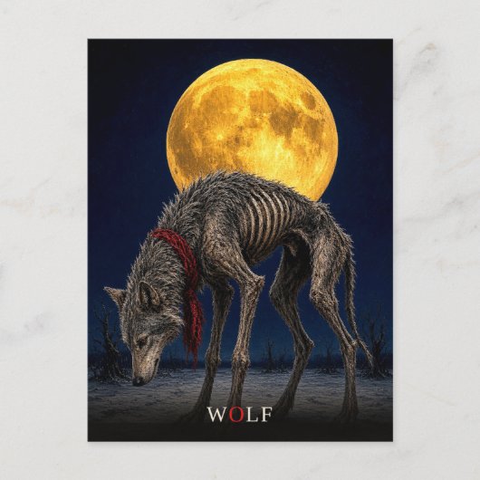 Wolf Cravat gothischer Surrealismus Postkarte (Vorderseite)