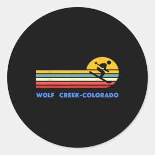Wolf Creek Colorado Skifahren Skifahrer Ski Retro Runder Aufkleber