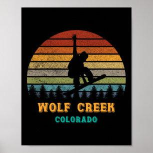 Wolf Creek Colorado Vintag Sunset Snowboarding Sno Poster