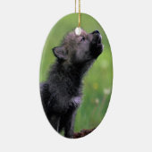 Wolf Cub Howling Keramikornament (Rechts)