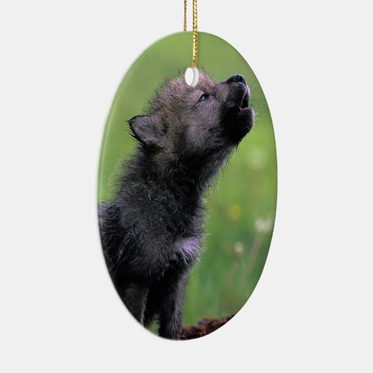 Wolf Cub Howling Keramikornament (Rechts)