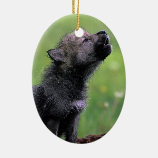 Wolf Cub Howling Keramikornament (Hinten)