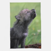 Wolf Cub Howling Küchentuch (Vertikal)