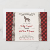 Wolf Cub Kariert Winter Forest Baby Dusche für Jun Einladung (Vorderseite)