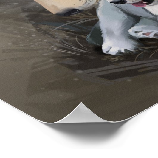 Wolf cub und seine Mutter Poster (Ecke)