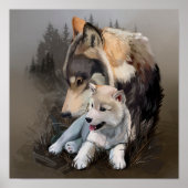 Wolf cub und seine Mutter Poster (Vorne)