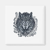 Wolf Cubism Tribal Art Magnet (Vorne)