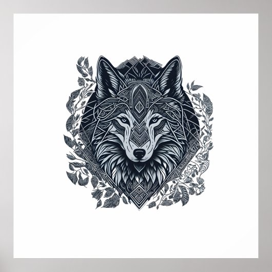 Wolf Cubism Tribal Art Poster (Vorne)