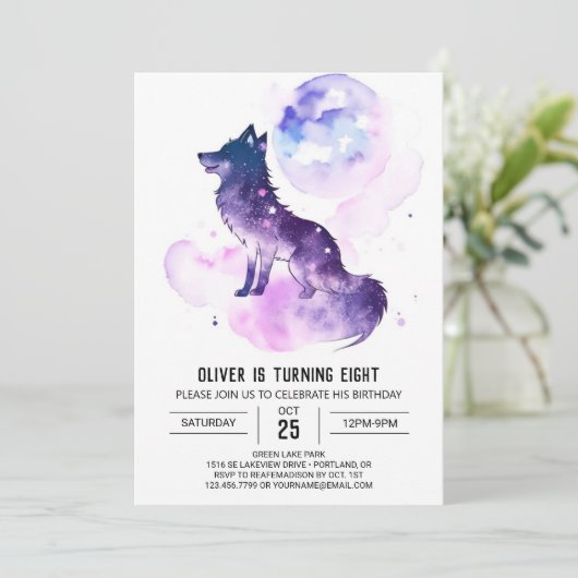 Wolf Cub's Whimsical Birthday Einladung (Stehend Vorderseite)