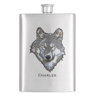Wolf Custom Flask Flachmann