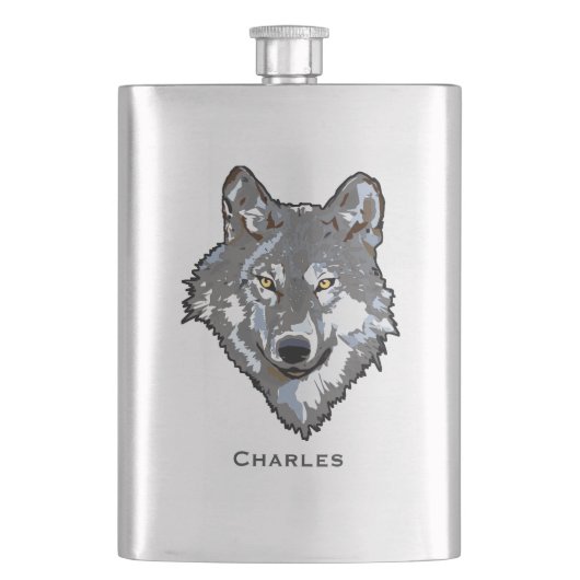 Wolf Custom Flask Flachmann (Vorderseite)