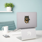 Wolf Cut-out Sticker (Laptop auf Schreibtisch)