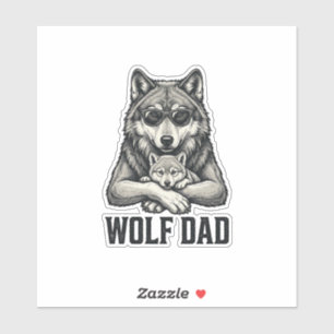Wolf Dad Vintage Gravur Vektor T-Shirt Design_1 Aufkleber