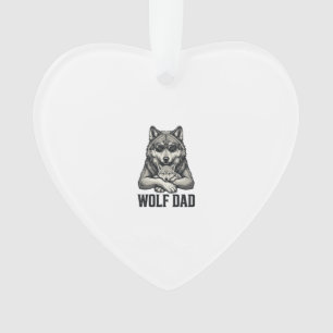 Wolf Dad Vintage Gravur Vektor T-Shirt Design_1 Ornament