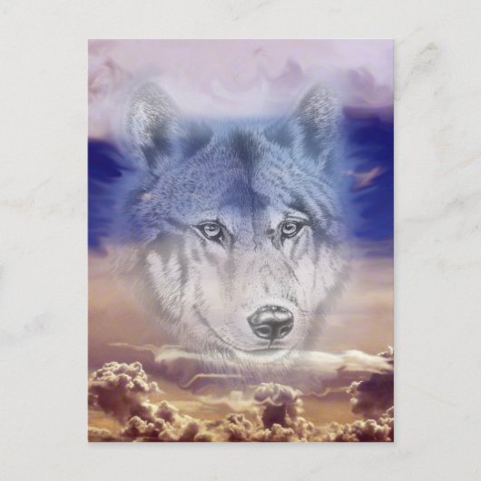 Wolf Dark Clouds Postcard Postkarte (Vorderseite)