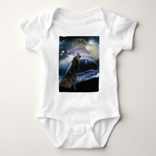 Wolf, der am Mond heult Baby Strampler