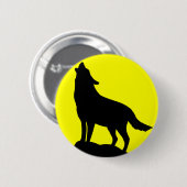 Wolf, der am Mond heult Button (Vorne & Hinten)