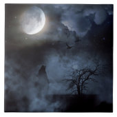 Wolf, der am Mond heult Fliese (Vorderseite)