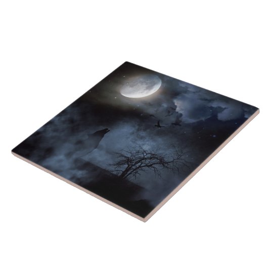 Wolf, der am Mond heult Fliese (Seite)