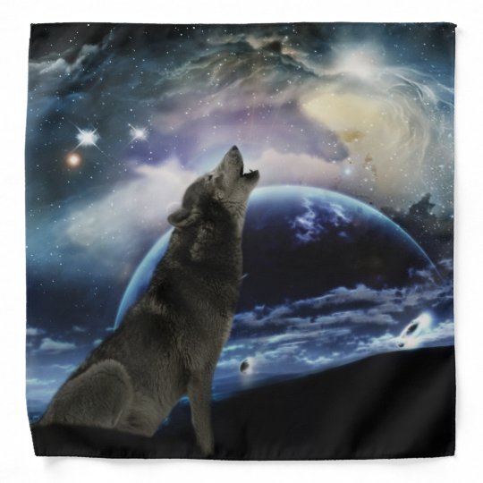 Wolf Der Am Mond Heult Kopftuch Zazzle De