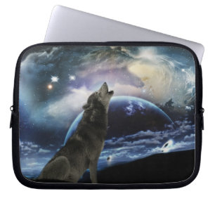 Wolf, der am Mond heult Laptopschutzhülle
