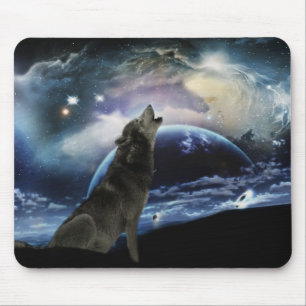 Wolf, der am Mond heult Mousepad