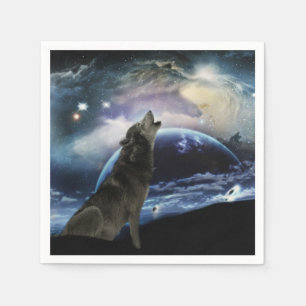 Wolf, der am Mond heult Serviette