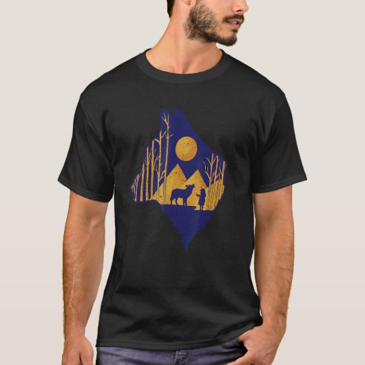 Wolf, der auf dem Mond hisst, Wölfe, Tierfliege T-Shirt (Vorderseite)