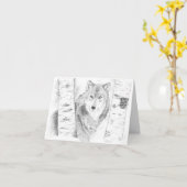 Wolf, der durch die Birkenbäume schaut Karte (Gelbe Blume)