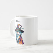 Wolf, der ein Hexenhutehorn trug Kaffeetasse (Vorderseite Links)