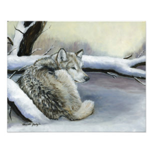 Wolf, der in den Schnee-Kunst-Foto-Druck legt Fotodruck