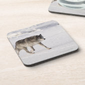 Wolf, der in den Schnee läuft Untersetzer (Linke Seite)