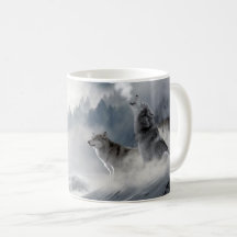 Wolf, der in der Schnee-Kaffeetasse heult