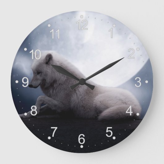 Wolf der König der Wildnis Große Wanduhr (Vorderseite)