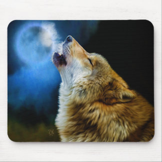 Wolf, der unter Vollmond heult Mousepad