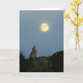 Wolf, der Vollmond heult Karte (Gelbe Blume)