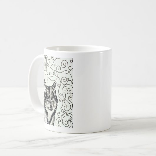 Wolf der Weisheit Kaffeetasse (Vorderseite Links)
