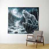 Wolf des Silbermondes Wandteppich (Beispiel (Horizontal))