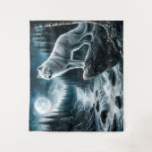 Wolf des Silbermonds Wandteppich (Vorderseite)