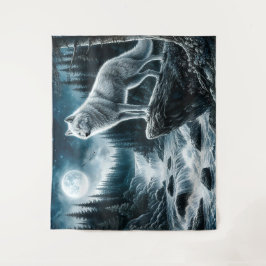 Wolf des Silbermonds Wandteppich