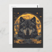 Wolf Design Postkarte mit Vollmondstern (Vorne/Hinten)
