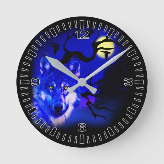 Wolf design square unique wall clock runde wanduhr (Vorderseite)