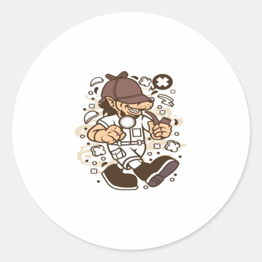 Wolf Detective Runder Aufkleber (Vorderseite)