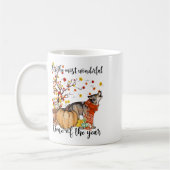 Wolf Dog Fall Pumpkins Autumn Leaf Tree Kaffeetasse (Links)