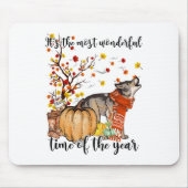 Wolf Dog Fall Pumpkins Autumn Leaf Tree Mousepad (Vorne)