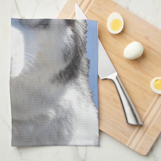 Wolf Dog Handtuch Husky Malamute Teetuch (Viertel Falte)