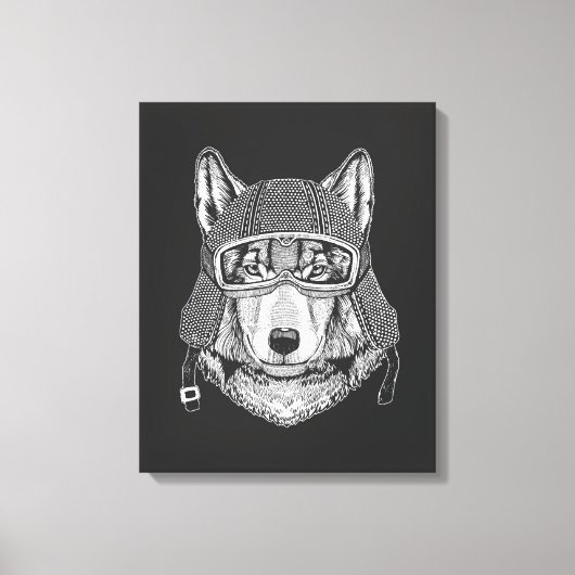 Wolf Dog Motorradfahrer Leinwanddruck (Vorderseite)